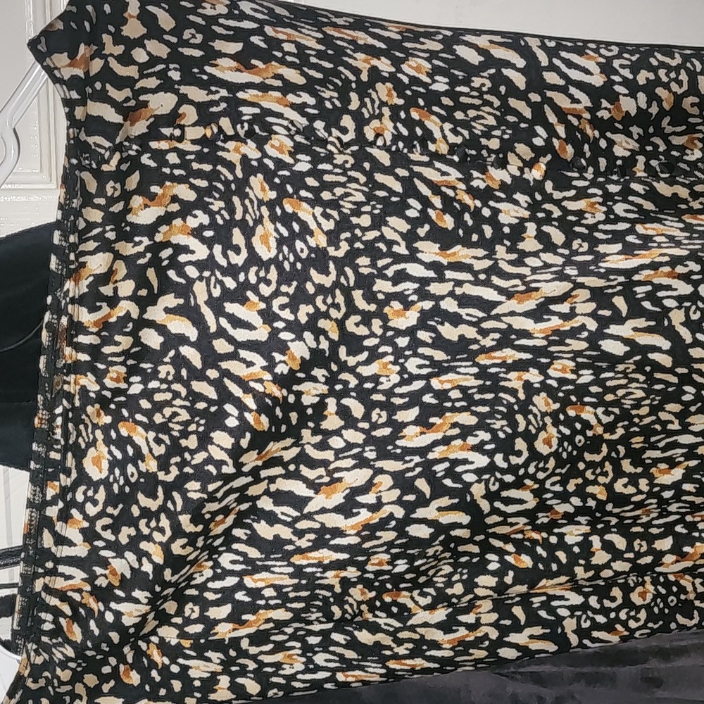 Cheetah long silk slit skirt
